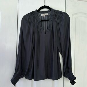 Beautiful silk feeling blouse, grey, Loft